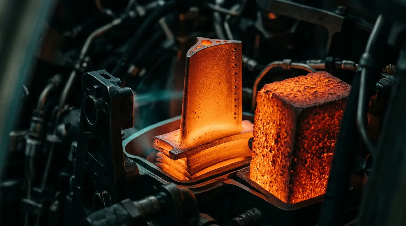 Glowing-hot high-temperature superalloy turbine component and heat-shield tile